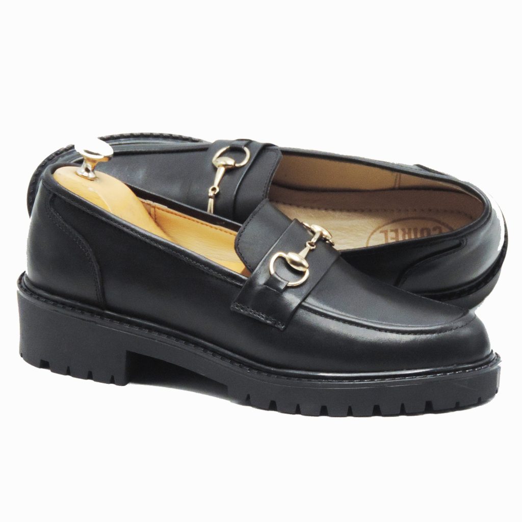 Mocassins classique slipon en cuir noir femmes 118 CUIREL